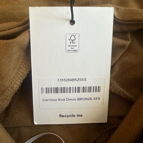 NWT Reformation Carmina Knit Mini Dress in Bronze - Picture 2 of 7